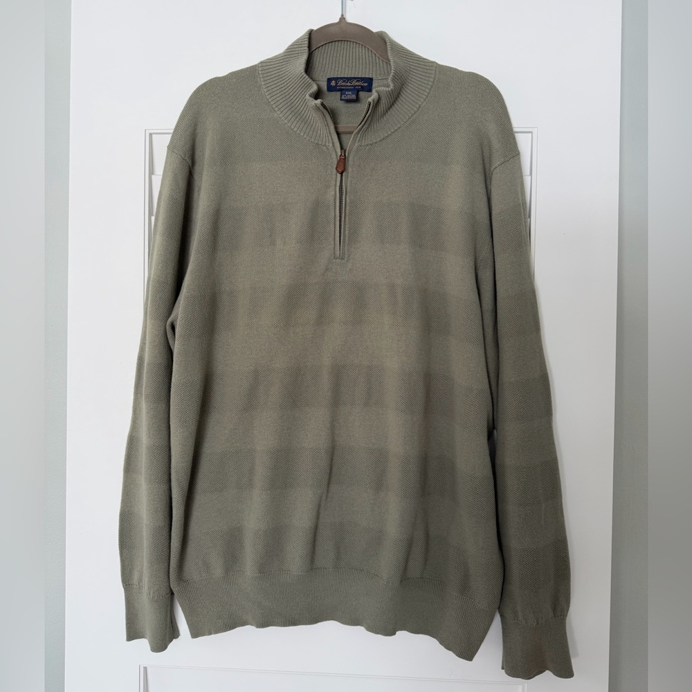 Brooks Brother's Green 1/4 Zip Cotton Cashmere Sweater